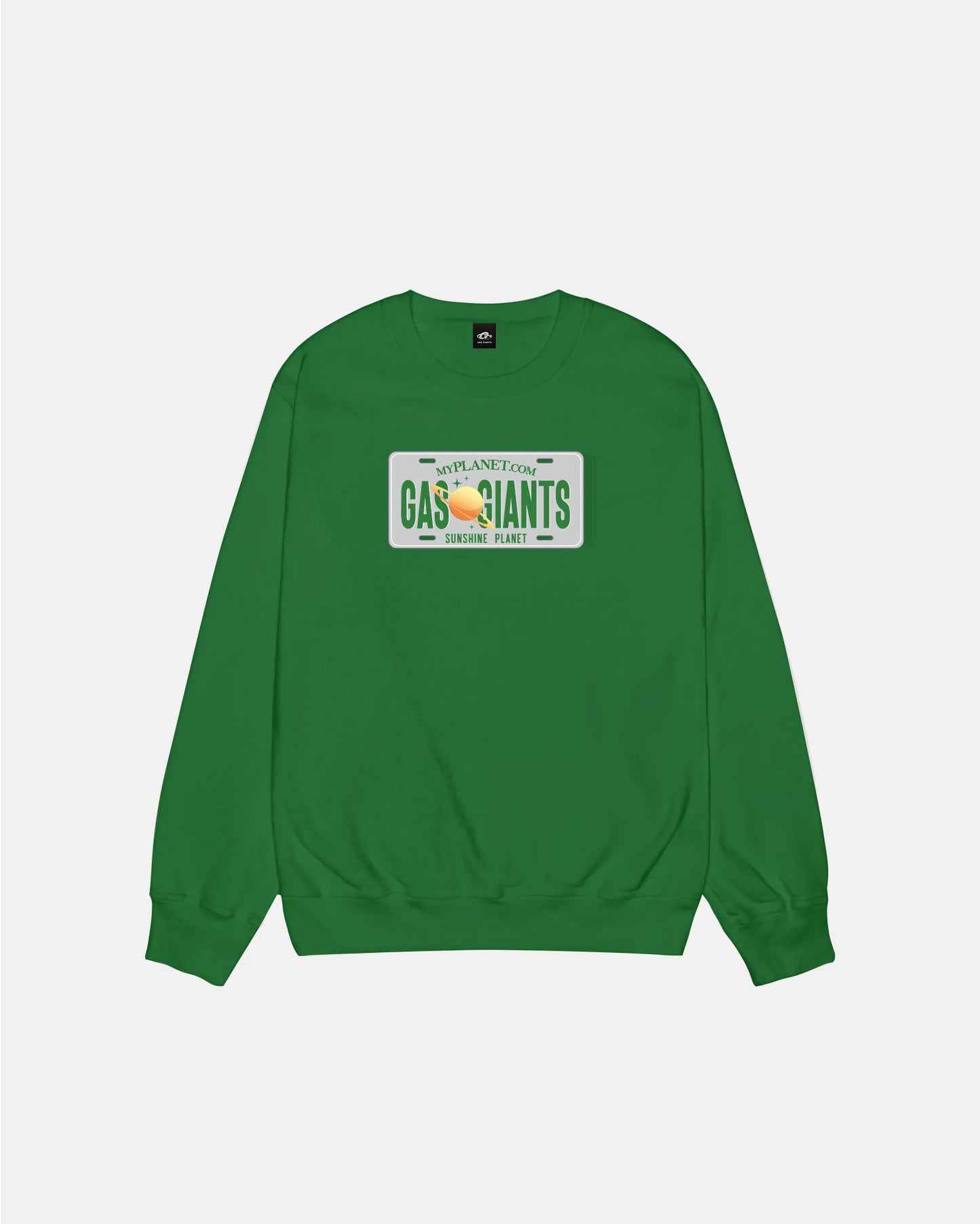 GAS GIANTS LICENSE PLATE GREEN CREWNECK