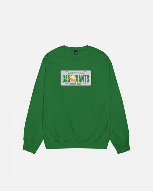 GAS GIANTS LICENSE PLATE GREEN CREWNECK